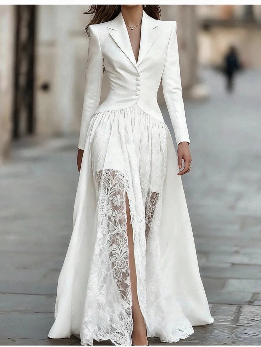 White Lace Panel Maxi 3 piece outfits dress Like New